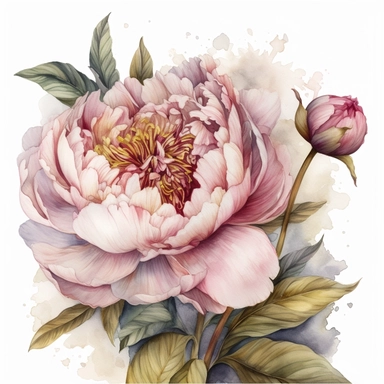 a bouquet with a few peonies clipart with white background, unimaginable beauty,white with little pink details in the centre of the bloom,An illustration clipart painted by ann buccarelli, watercolour, combo pale colours, insanely detailed, on white background, amazing colour combo, with detailed watercolor bloom, white/ pink/ green, bec winnel, intricately textured, close up, walter Langley, lucy grossmith, heavy impasto technique, detailed shading, atmospheric watercolours, on white background