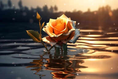 rose flower clipart, flooded sun, realistic photo, photography, 8k