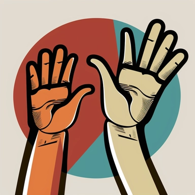 two hands waving goodbye, clipart style
