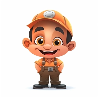 happy cute Garage Attendant face, cartoon, clipart, mascot, isolated on white background