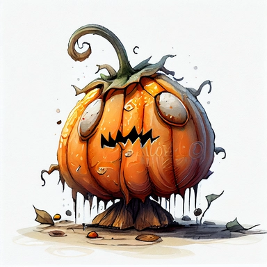 crazy pumpkin in winter got cold, ultra-detailed, cartoon style, white background, black outside lines, designs, white background, watercolor pencil drawing, small details, digital art, clipart, super acurate, –testp,