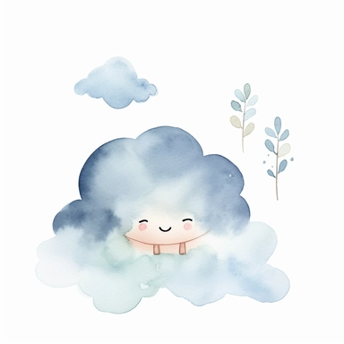 clipart, watercolor, cute, simple, minimalist, fog
