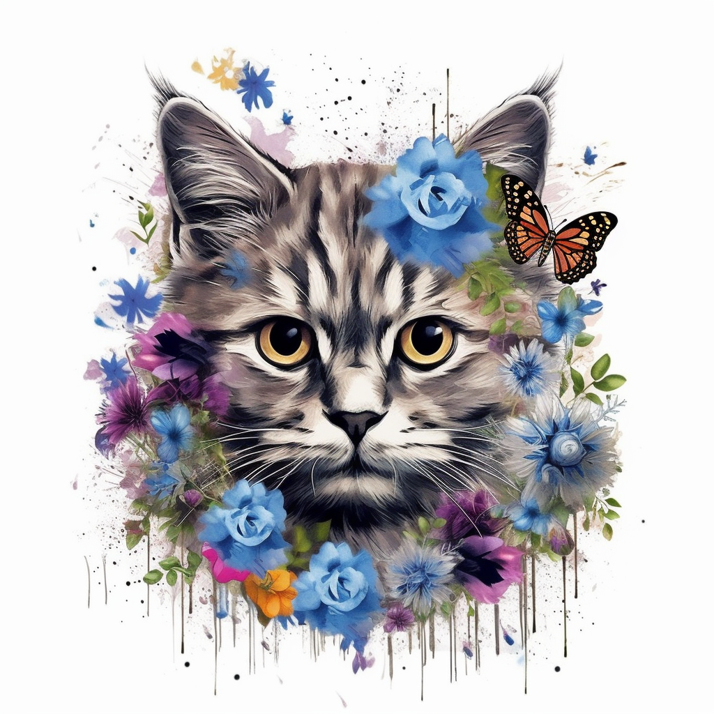 cat butterfly cliparts