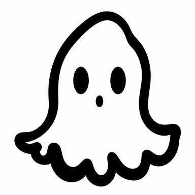 cute kawaii simple Halloween clip art black silhouette cut out of ghost