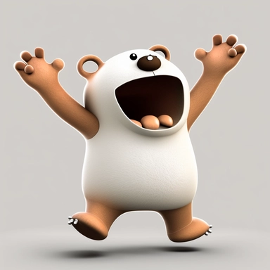 cartoon, cute, animal character, clipart, big smile, arms open welcoming a hug