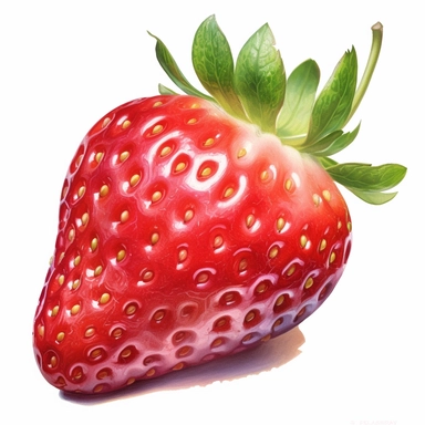 watercolour strawberry on white background clipart image , in the style of fang lijun, realistic oil paintings, pure color, multidimensional shading, chalk, yanjun cheng, colorized