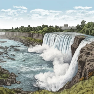 Niagara Falls landscape , 8K quality, ultra detailed clipart, without signature and without meaningless lines, clipart, white background, High Quality clipart, no writting background, no writting