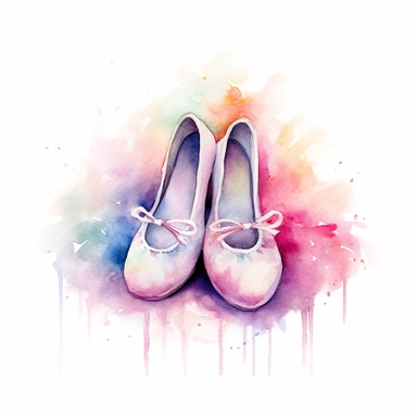 watercolour Pastel rainbow ballet shoes hd clipart white background