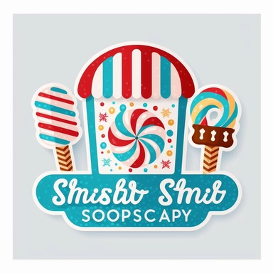 vector sticker design, Christmas Candy Shop clipart, white background, flat colors
