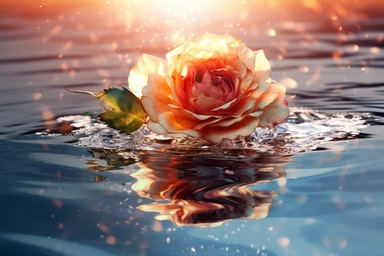 rose flower clipart, flooded sun, realistic photo, photography, 8k