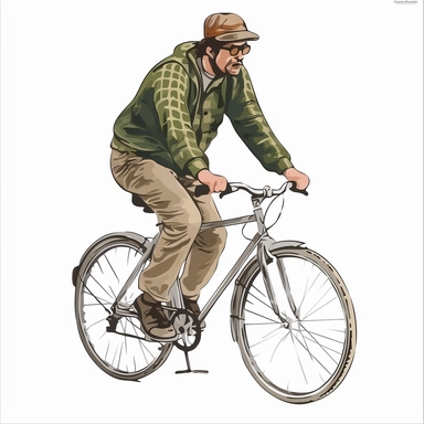 a man on a bicycle, clip art, white background