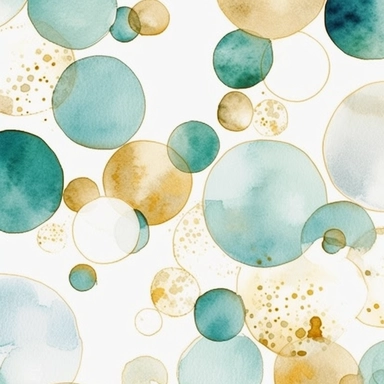 aqua clipart, Watercolor paper, pale colors, gold striated, summer water bubbles, romantic, white background , pre-raphaelite, abstract