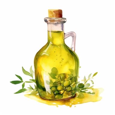 a bottle of olive oil ,watercolor sketch, clipart, white background