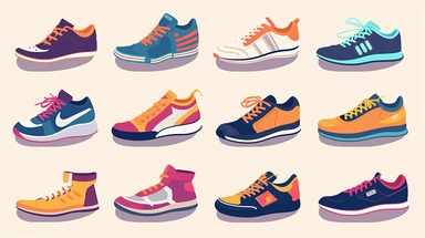Shoes vector clipart vector Shoes cute collection, in the style of #screenshotsaturday, flat areas of color, flat color blocks, 1970–present, rough-edged 2d animation, lightbox, colorful animation stills