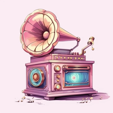 Cute Beautiful pastel classical music player Sublimation Clipart ,Cartoon,hyper realistic, intricate detail, illustration style,high solution,on the white background