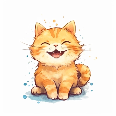 Japanese Animation, Cute Cat Clipart, Happy face, handwritten, For Japan, crayon, whole body