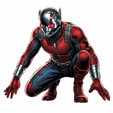 a single clipart image png graphic of a Comic V2 Vibrant Marvel Avenger Superhero Ant-Man Whole Body Pose