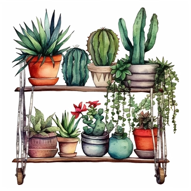 hand drawn watercolor , boho style ,boho houseplant, boho style details, boho colors, clipart, single object,png, sublimation, white background for removing background - - no text shadow font watermark