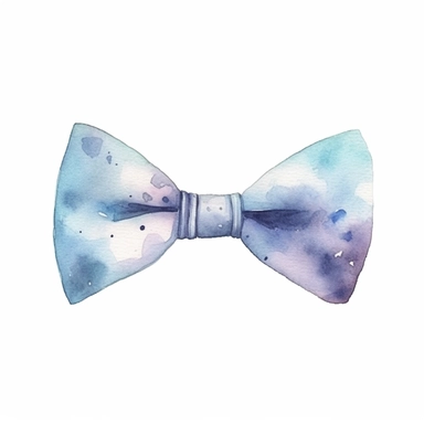 watercolor clipart, minimal, a bowtie, blue pastel color, white background illustration