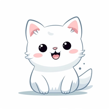 kawaii minimalist cat play clipart, white background