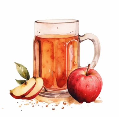 basic watercolor fall apple cider in minimal hand drawn style, Etsy, textured, clipart, white background