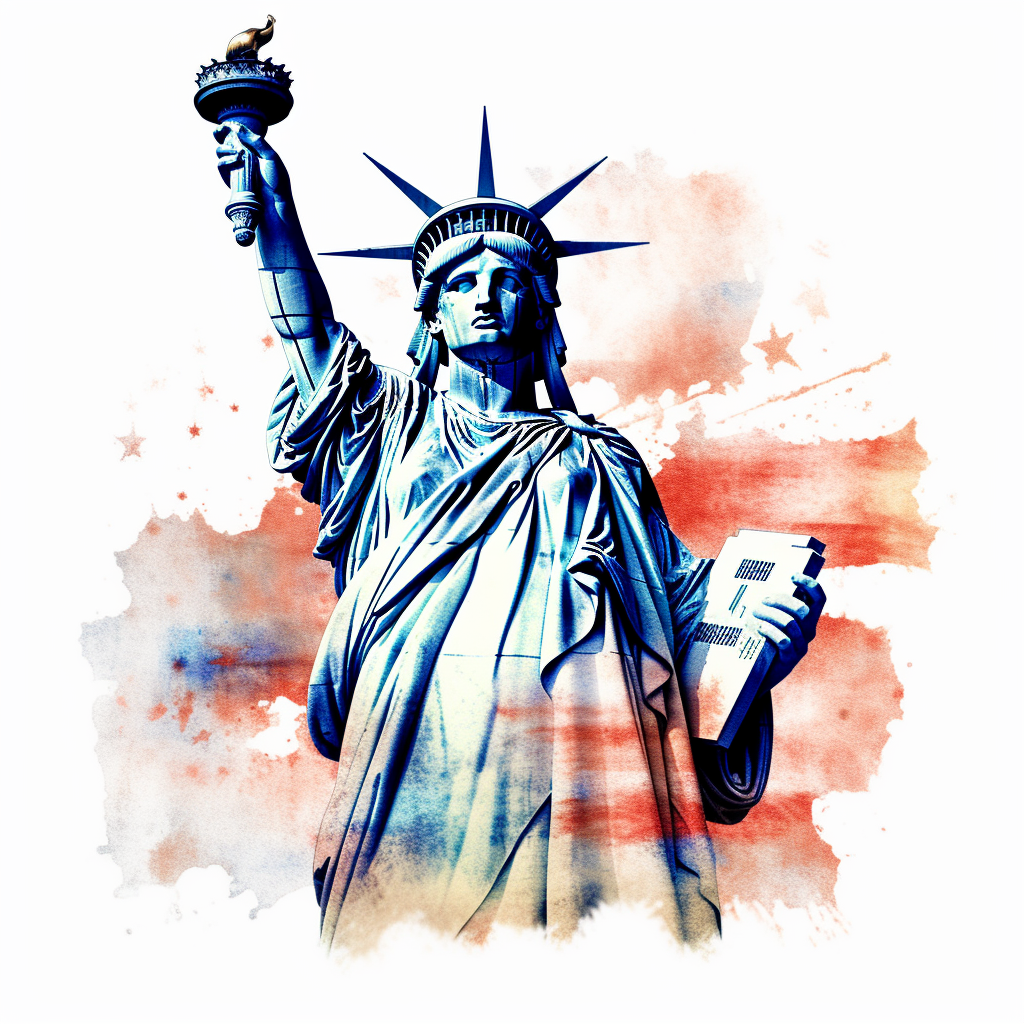 American flag, American, Statue of Liberty, Clipart watercolor ...