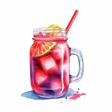 cold beverage clipart, watercolor, white background,