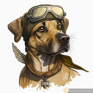 clipart of a black mouth cur dog as a pilot