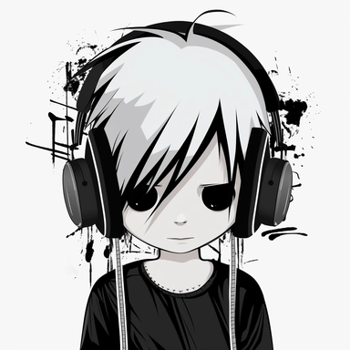 cartoon animated emo style dj white background clipart
