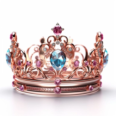 prinsses crown, advanced color scheme, high detail, studio lighting, white background, 8k UHD, C4D, blender, OC rendering, clipart