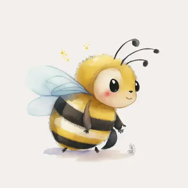 detail cute disney bumble bee watercolour art style nursery clipart, plain background