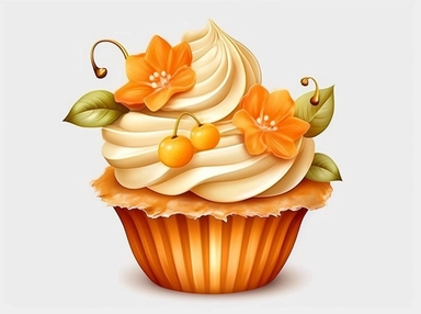 Orange color high tea cupcake clipart