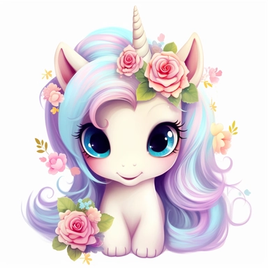 white background Clipart 3D cute painting of an adorable baby unicorn with big baby blue eyes shy little with roses pastel pinks roses and reds roses all around pastel colourful flowers vivid clear detailed roses pansies and lavender all around clipart detailed cartoon style cartoon of happy cute little tiger beautiful sparkling and pearls Clipart image shimmer and shells and starfish pastel flowers all around pastel light colors gorgeous hyper realistic big glass blue eyes for detail the hyper 