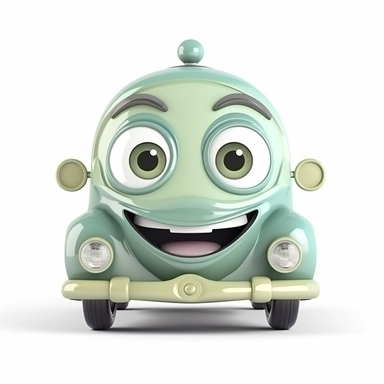 fantasy happy cute classic car mamal face, cartoon, clipart, mascot, isolated on white background