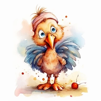 watercolor cute turkey cliparts, 4k, Splashes of color, Pencil sketch style, ((whimsical story book style)), (style of peter de seve)