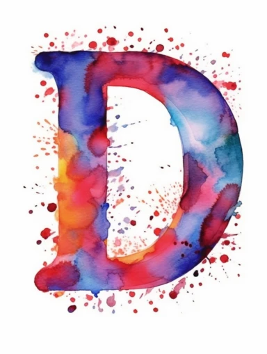 The capital letter D:in the Artistic style, clipart for nursery, vibrant colors,Vector, white background,Solid Background, Sharpness and clarity,masterpiece, trending on Artstation and Dribbble.