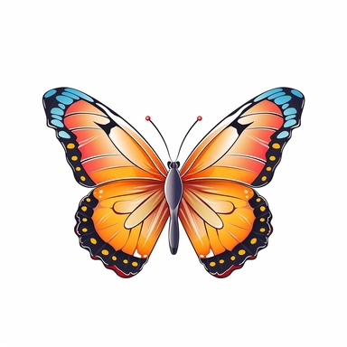 clipart with white background, cute butterfly in flight, clearly defined separate image, high quality--ar3:4-no mockups, watermarks, numbers, writing, letters--q2--v5.1--s1000