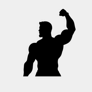 man's big biceps silhouette vector flat simple identification symbol white backround white background minimalistic clipart png svg