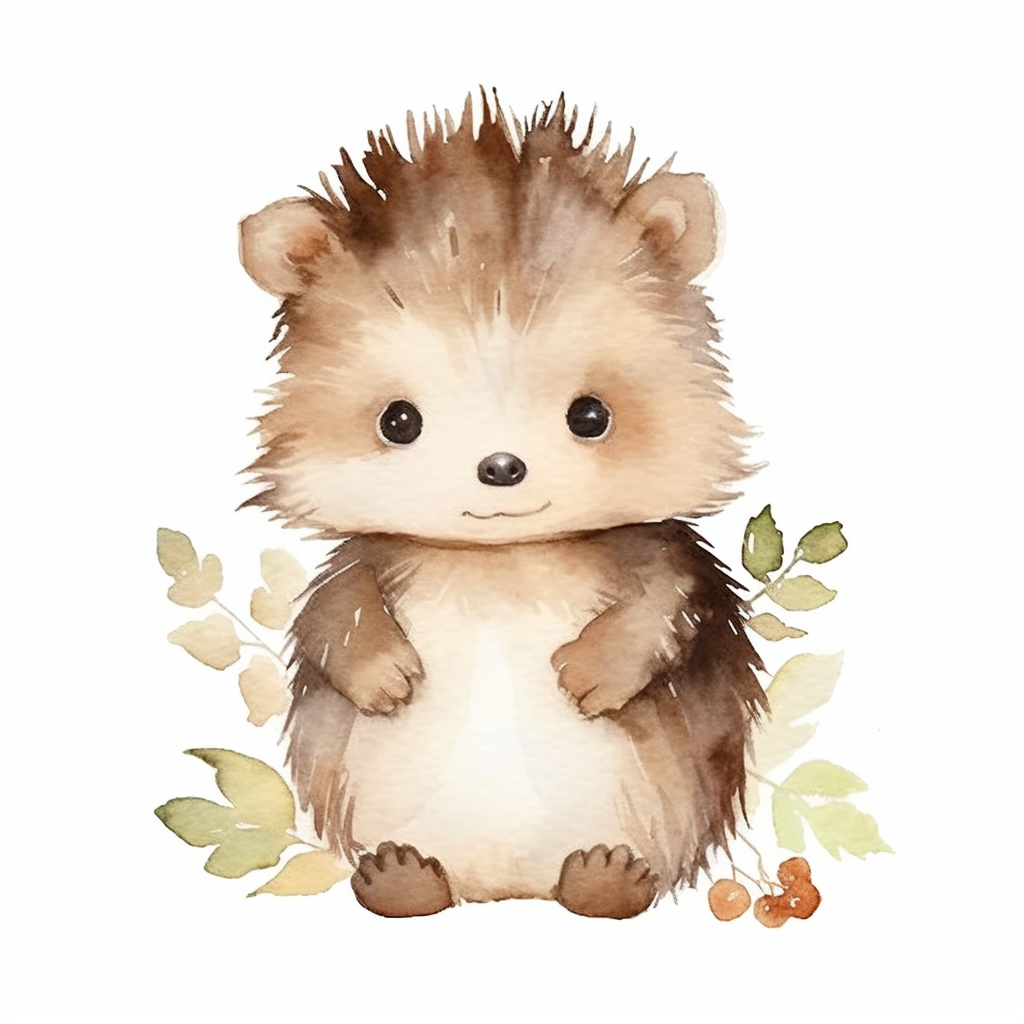 Woodland baby hedgehog watercolor clipart, white background - Clip Art ...