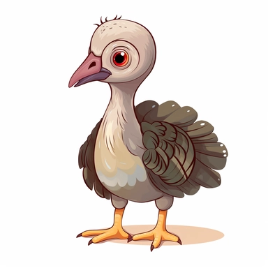 cute baby Wild turkey clipart, happy, animal only, isolated on white background, illustration, pastel colors, no shadow, vector, high definition, Full HD, 8k