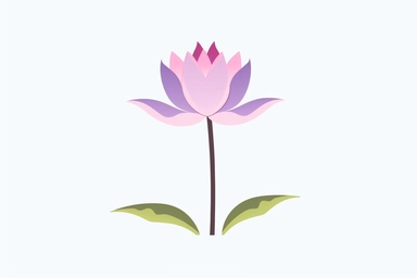 flat vector clipart of a one lotus flower, side view, pastel violet color, on white background, 4k uhd