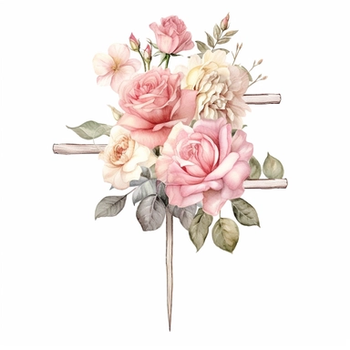 hand drawn , watercolor, hyper realistic, white background, white margins, 16k, ultra detailed clipart, cut out image, hand-drawn, ultra HD, sharp and clean art a vintage road sign with delicate floral , capturing the romantic and feminine aesthetics often associated with vintage fashion and travel. light pink pastel