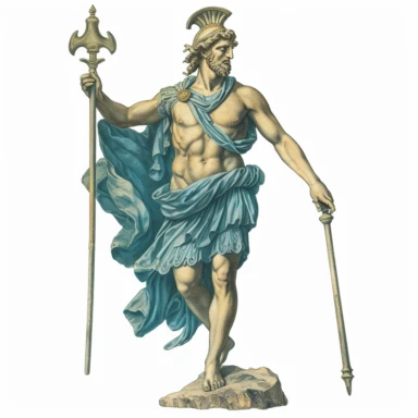 1 image of a Greek mythological figure, vintage style, no background, clipart