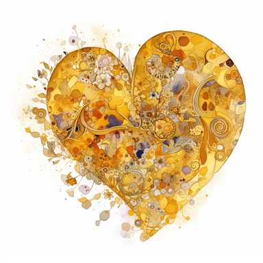 cartoons stiker planet heart cachalot pride watercolor pop art style clipart by Gustav Klimt golden , on a white background, detailed, realistic