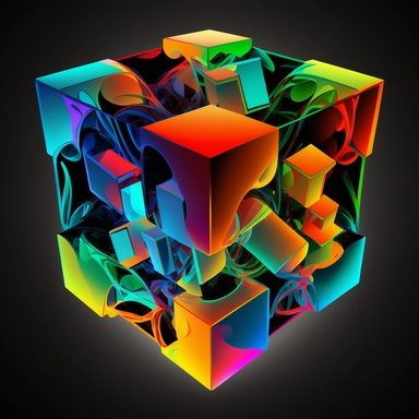 tesseract, abstract in style of clipart kids