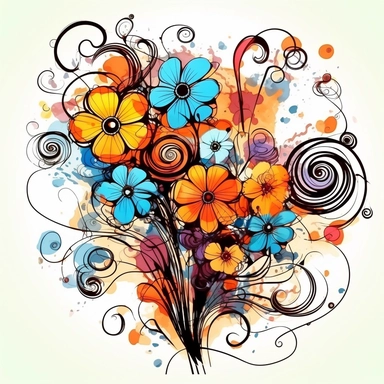 abstract flowers clip art
