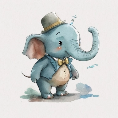 watercolor cartoon dumbo clipart
