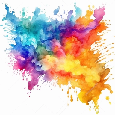 several high resolution watercolor clipart rainbow ocean sprays that are isolated on a white background — chaos 100