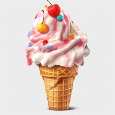 ultra detailed loaded ice cream cone clipart 8K