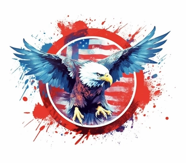 Create a bold and eye-catching clip art that showcases Freedom in patriotic colors, emphasizing the spirit of independence and liberty, white background, in the style of minimalist